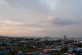 Aerial view scenic landscape of the city with storm cloud rain will coming Royalty Free Stock Photo