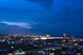 Aerial view scenic landscape of the city with storm cloud rain will coming Royalty Free Stock Photo