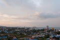 Aerial view scenic landscape of the city with storm cloud rain will coming Royalty Free Stock Photo