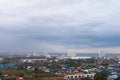 Aerial view scenic landscape of the city with storm cloud rain will coming Royalty Free Stock Photo