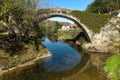 Aerial view of a scenic medieval bridge in Lierganes, Cantabria, Spain.