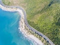 Aerial view of scenic road along coast