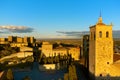 Aerial view of a scenic sunset at medieval village of Trujillo in Extremadura, Spain. High quality photography