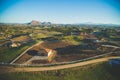 Aerial view of scenic vineyards in Temecula on a sunny day, Southern California, USA