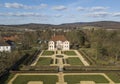 Aerial view of Schieder Palace and a Baroque garden in Nordrhein-Westfalen