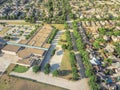 Aerial school district near residential houses in Irving, Texas, USA Royalty Free Stock Photo