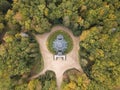 Aerial view of Schwarzenberg tomb from 18th century. Tomb is famous tourist attraction near Trebon, South Bohemia. Historical