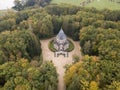 Aerial view of Schwarzenberg tomb from 18th century. Tomb is famous tourist attraction near Trebon, South Bohemia. Historical