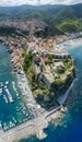 Aerial view of Scilla, Reggio Calabria, Calabria. Ruffo Castle and lighthouse. Tyrrhenian Sea. Italy Royalty Free Stock Photo