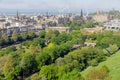 Aerial view from Scottish Edinburgh castle at Princes Street gardens