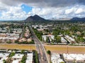 Aerial view of Scottsdale and small river, desert city in Arizona east of state capital Phoenix. USA Royalty Free Stock Photo
