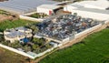 Aerial view on scrap yard with pile of crushed cars Royalty Free Stock Photo