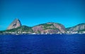 Aerial view of sea with beach surrounded by buildings in Rio de Janeiro Royalty Free Stock Photo