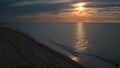 Aerial view sea beach with white sand in summer. Sea waves splashing on beach. Royalty Free Stock Photo