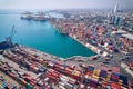 Aerial view of sea cargo port Royalty Free Stock Photo