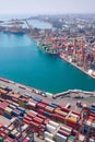 Aerial view of sea cargo port Royalty Free Stock Photo