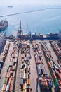 Aerial view of sea cargo port Royalty Free Stock Photo