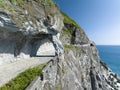 Aerial view and sea cliff road to Taroko national park , Hualien , Taiwan Royalty Free Stock Photo