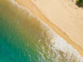 Aerial view of sea crashing waves White foaming waves on beach sand, Top view beach seascape view Nature sea ocean background Royalty Free Stock Photo