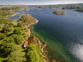 Aerial view of sea, fjords and fantastic rocky coast Royalty Free Stock Photo