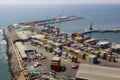 Aerial view of the sea port of the Arica city, Chile. Royalty Free Stock Photo