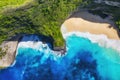 Aerial view at sea and rocks. Turquoise water background from top view. Summer seascape from air. Summer adventure. Royalty Free Stock Photo