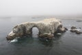 Aerial View of Sea Stack and Arch Off Coast of California Royalty Free Stock Photo