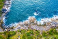 Aerial view of sea waves and fantastic Rocky coast Royalty Free Stock Photo