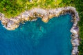 Aerial view of sea waves and fantastic Rocky coast in Phuket Royalty Free Stock Photo