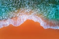 Aerial view of sea waves and sandy beach Royalty Free Stock Photo