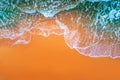 Aerial view of sea waves and sandy beach Royalty Free Stock Photo