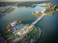 Aerial view of Seabrook city near Texas Gulf Coast and Clear Lake Royalty Free Stock Photo