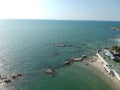Aerial view seascape beautiful in Thailand sunlight