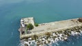 Aerial view of the seascape overlooking the lighthouse. Yalta