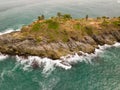 Aerial view seashore with mountains at Phuket Thailand, Beautiful seacoast view at open sea in summer season,Waves crashing on Royalty Free Stock Photo