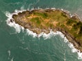 Aerial view seashore with mountains at Phuket Thailand, Beautiful seacoast view at open sea in summer season,Waves crashing on Royalty Free Stock Photo