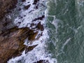 Aerial view seashore with mountains at Phuket Thailand, Beautiful seacoast view at open sea in summer season,Waves crashing on Royalty Free Stock Photo