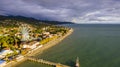 Aerial view on seashore resort area Royalty Free Stock Photo