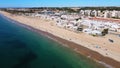 Aerial view of seaside town full of resorts, Islantilla, , Spain
