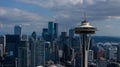 Aerial View Of The Seattle Space Needle In The Port City Of Seattle Washington Royalty Free Stock Photo