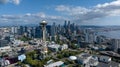 Aerial View Of The Seattle Space Needle In The Port City Of Seattle Washington Royalty Free Stock Photo