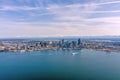 Aerial view of Seattle, Washington's bustling skyline, with the iconic Elliot Bay waterfront Royalty Free Stock Photo