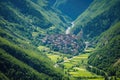 aerial view of a secluded mountain village Royalty Free Stock Photo