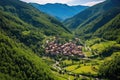 aerial view of a secluded mountain village Royalty Free Stock Photo