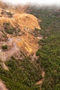 Aerial view of sections of open cut mining pit Royalty Free Stock Photo