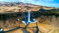 Aerial view of Seljalandsfoss waterfall, Beautiful waterfall in Iceland Royalty Free Stock Photo