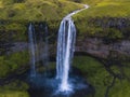 Aerial view of Seljalandsfoss waterfall in Iceland Royalty Free Stock Photo