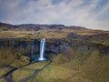 Aerial view of Seljalandsfoss waterfall in Iceland Royalty Free Stock Photo