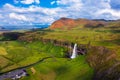 Aerial view of Seljalandsfoss Waterfall in Iceland Royalty Free Stock Photo