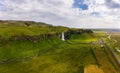Aerial view of Seljalandsfoss Waterfall in Iceland Royalty Free Stock Photo